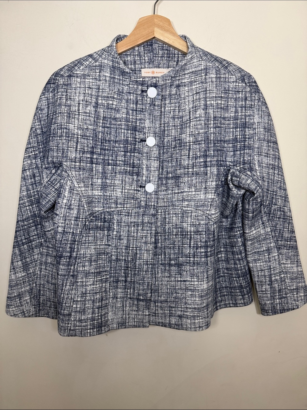 TORY BIRCH COLLARLESS BLAZER FULLY LINED SIZE LARGE